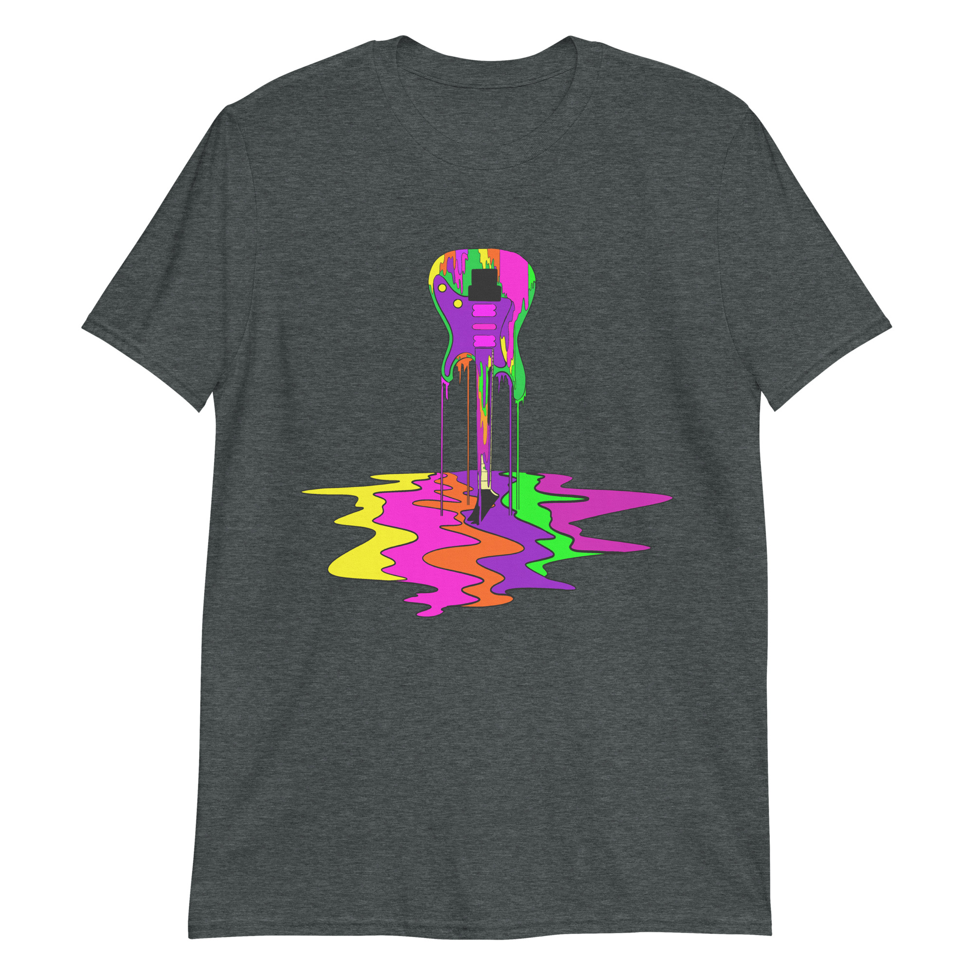 Basic Short-Sleeve Melting Multicolor Guitar Unisex T-Shirt - Image 3