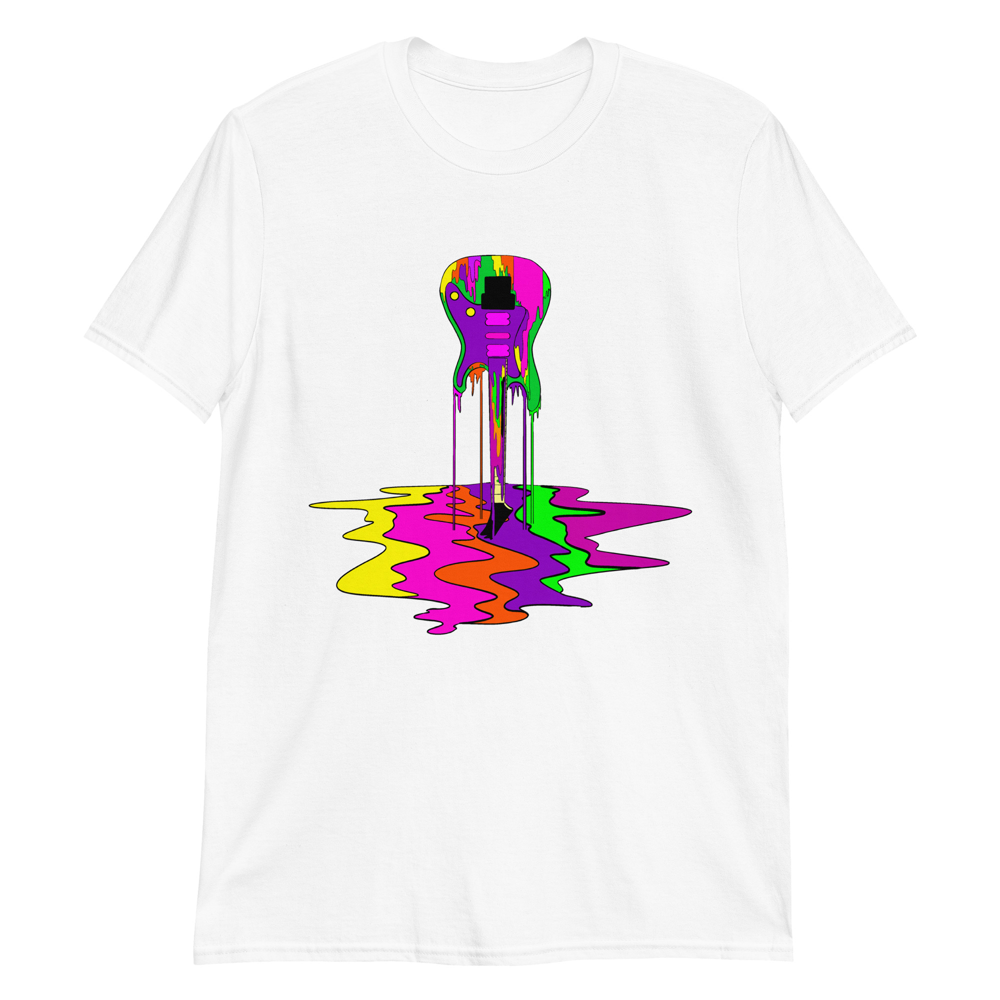 Basic Short-Sleeve Melting Multicolor Guitar Unisex T-Shirt - Image 5