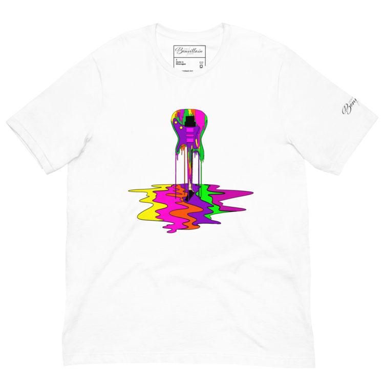 Premium Melting Multicolor Guitar t-shirt - white